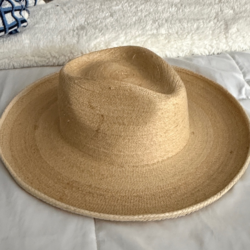 Woven Straw Wide-Brim Sun Hat - Natural purchased from cleobella size l